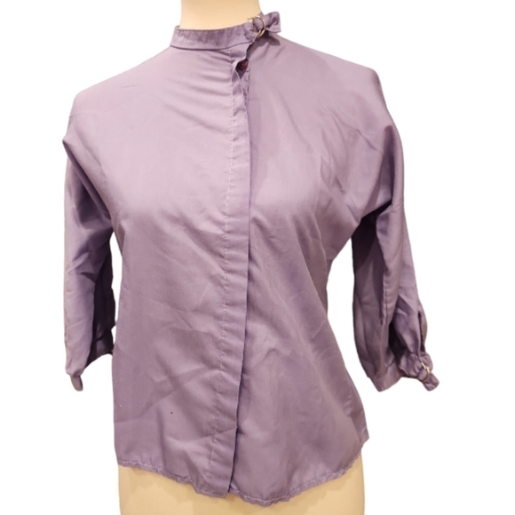 Konstanza Asymmetric Cropped Blouse Periwinkle Sz Small 3/$25 vtg - Picture 1 of 6